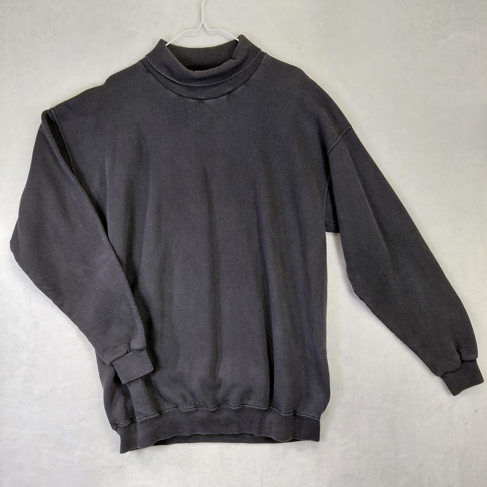 Vintage Active Energy Mock Neck Sweatshirt Mens Medium Faded Black Made in USA